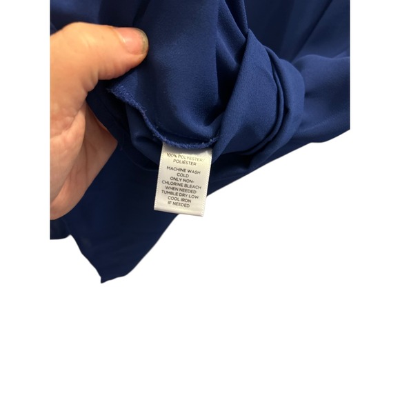 LOFT Navy Blue Long Sleeve Collared Button Front Shirt Women's Size M - Picture 5 of 6